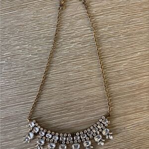 Elegant Gold and Crystal Jcrew Statement Necklace adjustable length